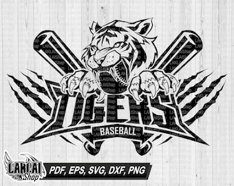 Tigres béisbol svg, béisbol svg, camisetas de béisbol svg, logotipo de tigre, mascota de los tigres, espíritu escolar, descarga de archivos digitales, png, dxf, eps, pdf