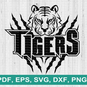 Tigers mascot svg, Tiger svg, Tigers school spirit svg, Tigers logo, Tigers sports shirt,  cricut File ,Digital download, png, eps, pdf, dxf