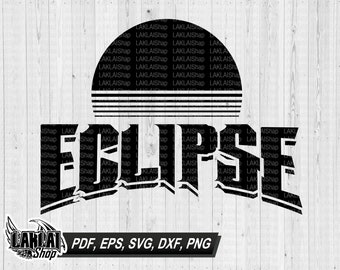 Éclipse totale de soleil rétro 2024 SVG, PNG, PDF