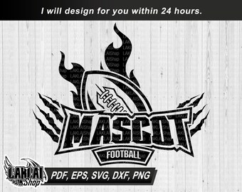 Mascota personalizada de equipo de fútbol SVG, espíritu escolar (archivo digital)