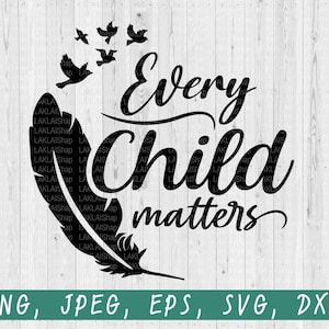 Chaque enfant compte svg, enfants svg, école svg, Fin de la traite des êtres humains svg, plumes svg, fichier coupé cricut svg, dxf, jpeg, png, eps