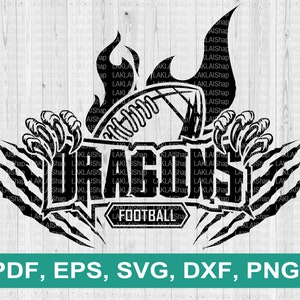 Dragons Claws Flame football svg, Dragons mascot svg, Dragons svg, Dragon team svg,  Cricut File, Digital File Download, pdf, png, eps, dxf