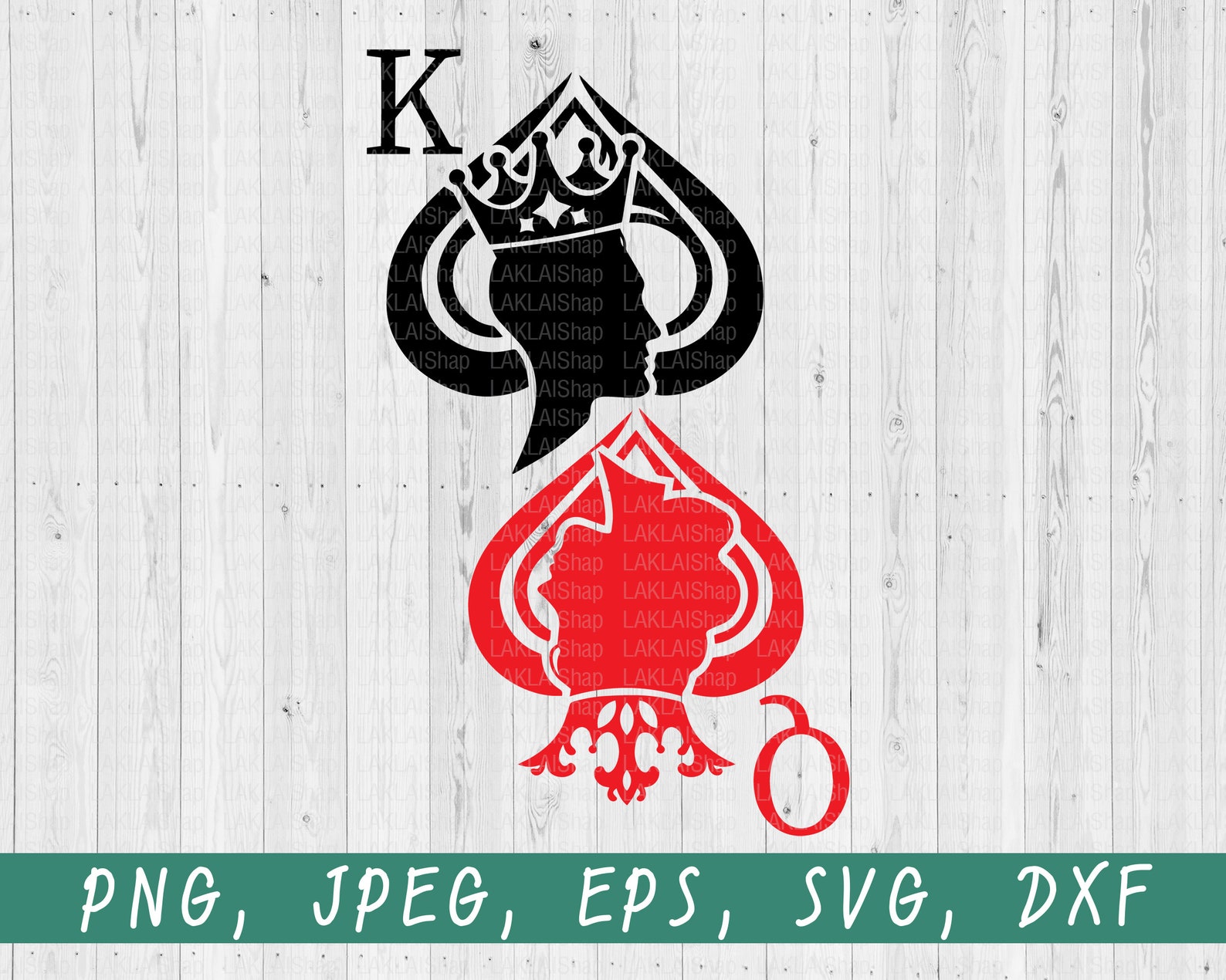 King of Spades and Queen of Hearts svg king and queen svg Etsy