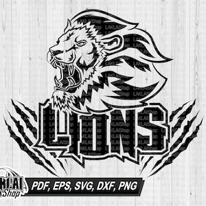 Lions School Spirit, Lions svg, Lions mascot svg, files for Cricut or Silhouette, Sublimation Digital File Download, svg, png, eps, dxf