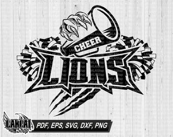 Lions cheerleading svg, Lions cheer svg, Lions svg, School Spirit, Lions Spirit, Cricut files, Digital File Download,png,eps,pdf,dxf