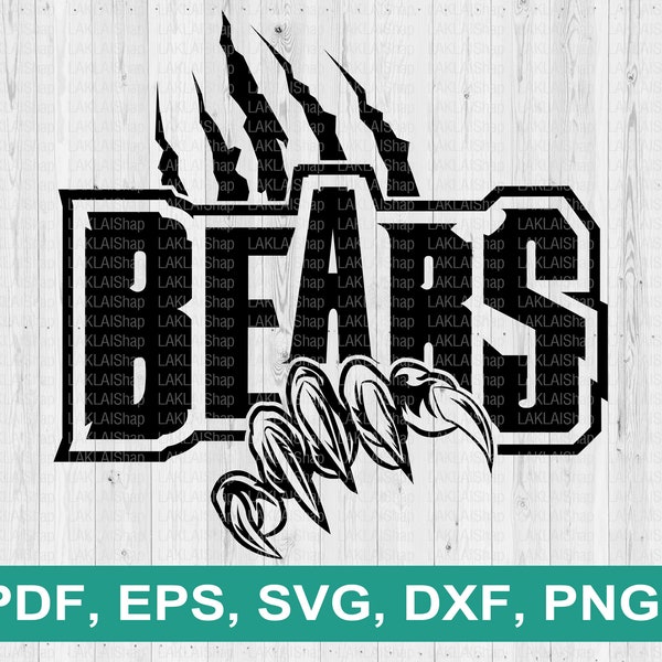 Bears Team svg, Bear Claws svg, Bears svg, Bear logo, Bears mascot svg, Digital File Download, pdf, eps, dxf, png