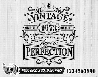 Vintage Birthday SVG, Aged to Perfection Design (Digital File)