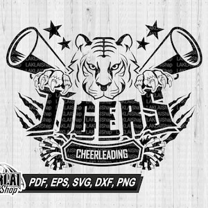 Tigers cheerleading svg, Cheerleading svg, Tigers cheer svg, School Spirit svg, Tigers pride svg, Digital File Download, png,eps,dxf,pdf