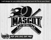 Your mascot Softball Team SVG, Your Softball Team svg, Softball svg, Personalized svg, Digital File Download, eps, dxf, pdf, png