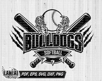 Bulldogs Softball SVG, School Spirit Design (Digital File)