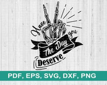 Funny Skeleton Peace Sign SVG, Karma Quote (Digital Download)