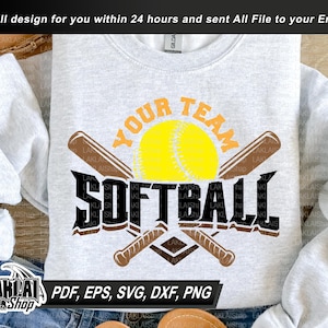 Softball Team Template Svg, Your Team svg, Softball svg, Personalized svg, School Spirit, Digital File Download, eps, dxf, pdf, png