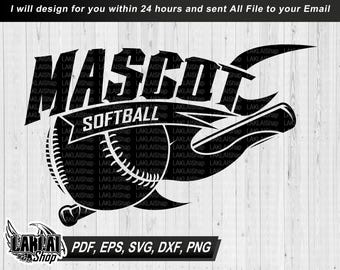 Mascot Softball Team SVG, Personalized School Spirit (Digital File Download)