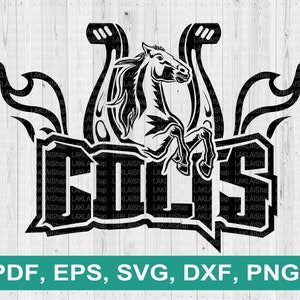 Horses of flame svg, Colts svg,Colts mascot svg, Colts spirit svg, Colts School svg, Horseshoe Svg Digital file download, png, dxf, eps, pdf