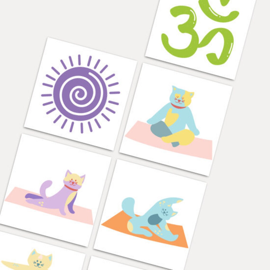 printable cat yoga stickers aum symbol sun symbol and a etsy