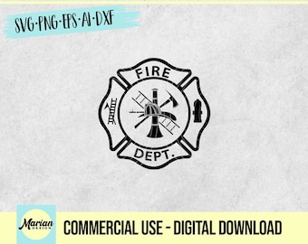 Fire Department Maltese Cross Logo SVG Clipart (Digital Download)