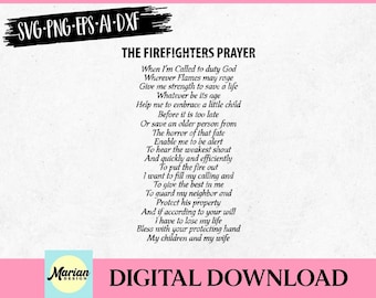 Firefighter&#39;s Prayer SVG, Firefighter&#39;s Prayer print, Fireman SVG