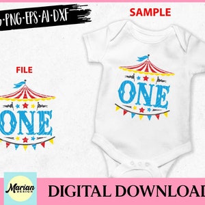 1er cumpleaños Circus SVG, primer cumpleaños svg, primer cumpleaños archivo de corte, primer cumpleaños archivo svg, primer cumpleaños camiseta, mono, diseño de mono