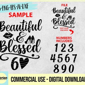 Beautiful and Blessed svg, 60th birthday svg, lady boss svg, boss lady svg, svg file, cricut file, birthday svg, girl boss svg, blessed svg