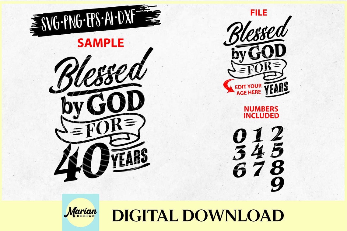 Blessed by God for 40 Years Svg 40th Birthday Svg 40th - Etsy