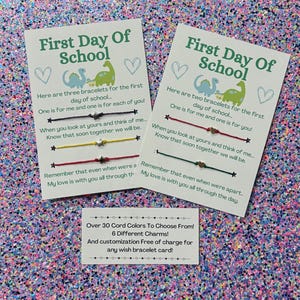 Dinosaur Mommy Daddy and Me First Day of School Bracelets Set Of 2,3, Or 4 Back To School Bracelets Matching Bracelets