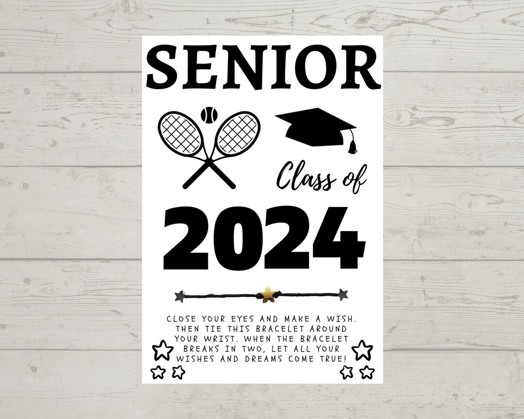 SENIOR Class of 2024 TENNIS Wish Bracelet Grad Party Favor, Graduate ...