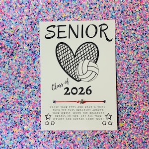 SENIOR Class of 2026, Volleyball Wish Bracelet, Gift For Her, Volleyball Gift, Volleyball Player, Volleyball Card, Senior 2026 Night