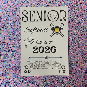 SENIOR Class of 2026 Softball Wish Bracelet, Grad Party Favor, Graduate, Celebration Sports Team Teammate, Senior Night or Graduation Gift