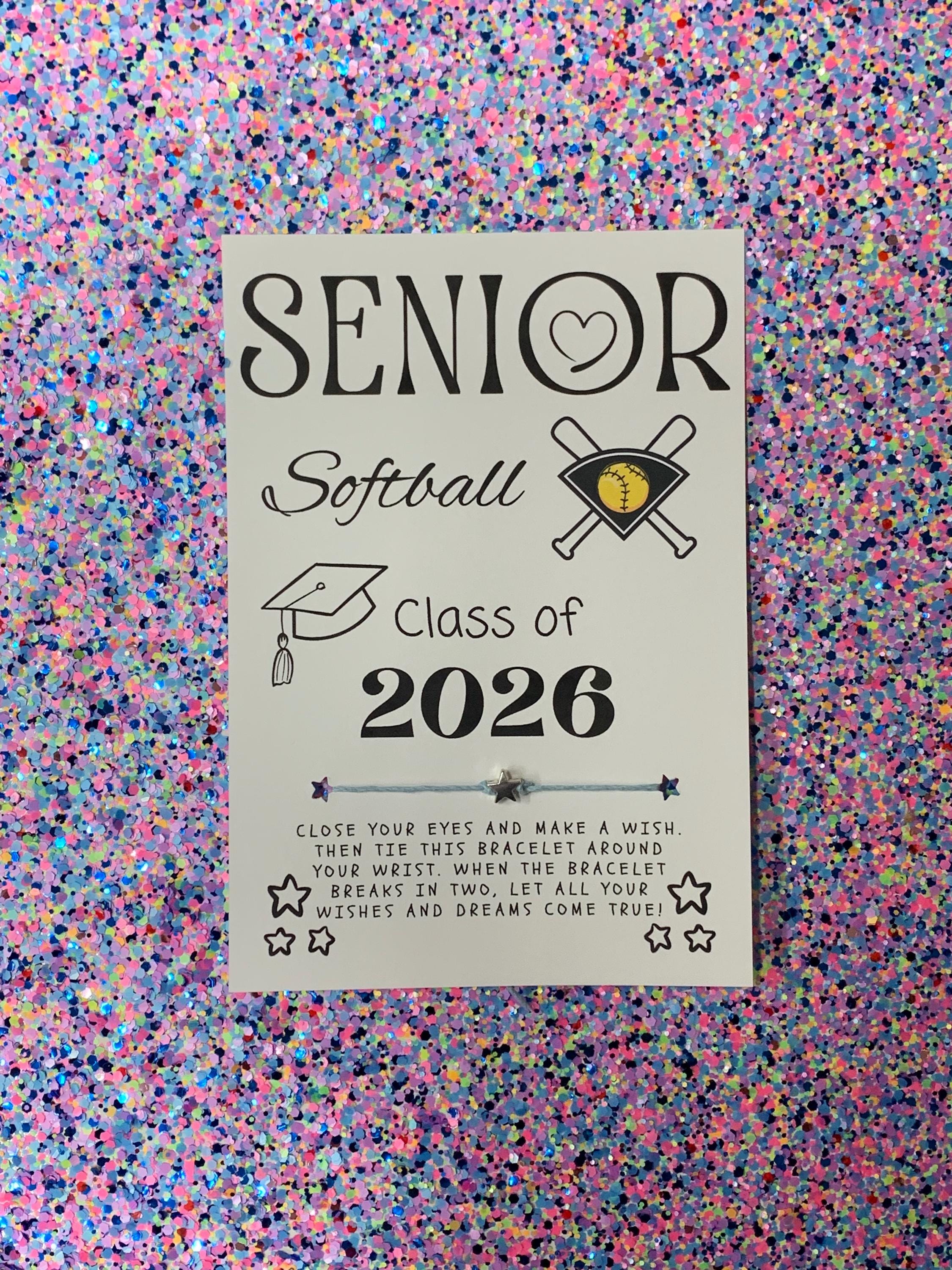 SENIOR Class of 2026 Softball Wish Bracelet, Grad Party Favor, Graduate ...