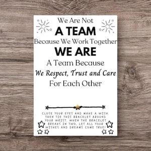 Inspirational Team Gift, Team Card, Wish Bracet, Team Gift, Thank You Team, Team Party Favor, Work Team Gift, Team Bonding, Team Work Gift