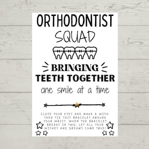 Orthodontist Squad Wish Bracelet, Appreciation Day/Week Gift, Thank You Wish Bracelet, Dentist Dental Assistant, Office Staff, Dental Team
