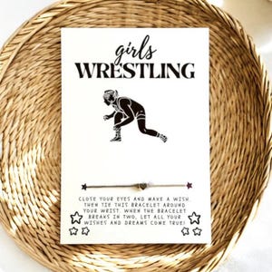 Lucha libre femenina, Regalo de lucha libre femenina, Tarjeta de lucha libre femenina, Pulsera de los deseos, Recuerdo de fiesta de lucha libre, Lucha libre de último año, Pulsera de lucha libre imagen 1