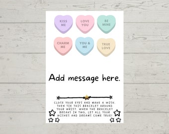 GALENTINES, Happy Galentine's Day Card Wish Bracelet, Galentines Day Gifts, Galentines, Galentines day