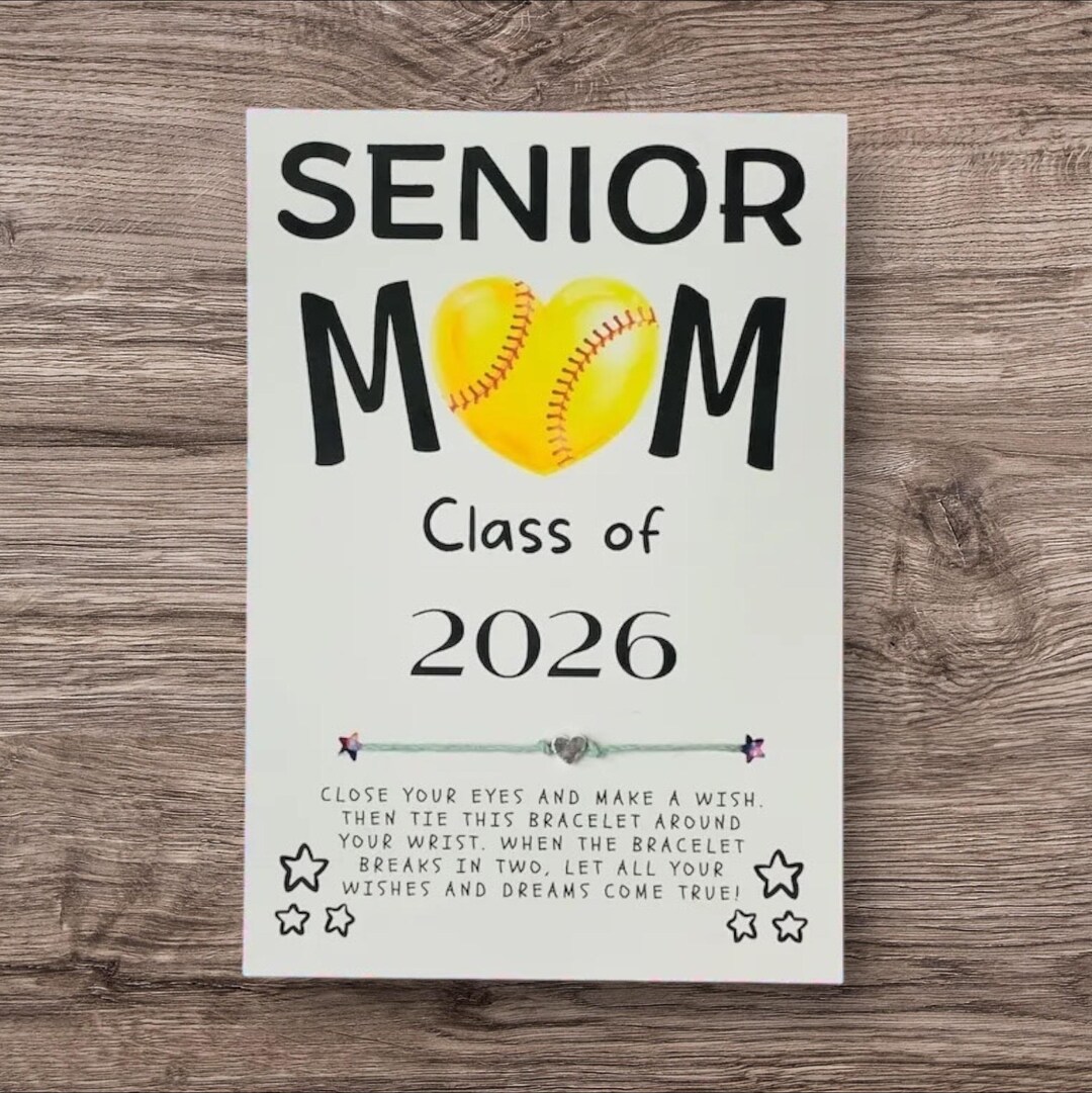 SENIOR Softball Heart MOM Class of 2026 Wish Bracelet, Wish Bracelet ...