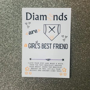 Diamonds are a Girl&#39;s Best Friend Wish Bracelet, Bracelet for Softball Players, Sports Bracelet, Team Gift, Softball Team Gift