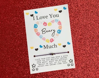 I Love You, Valentine's Day Wish Bracelet Card, VALENTINE, Party Favor, Class VALENTINE, Class Gift, No Candy VALENTINE, Valentine