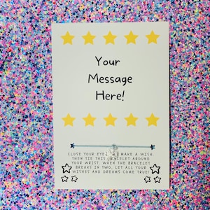 Double Row 5 Stars Wish Bracelet, Birthday, Thank You, Party Favors, Make A Wish, Gift/Present, Add message, Customize/Personalize Card