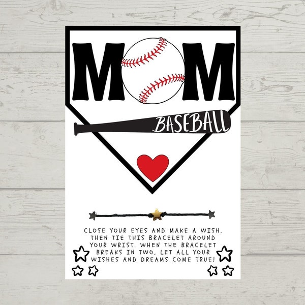 BASEBALL MOM Wish Bracelet, Sports Team Mom Party Favor, School Sports Team Player's Mom Gift, Thank You Gift for Mom, Appreciation for Mom