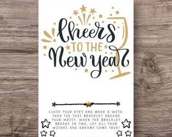 Cheers to New Year Card, New Year Wish Bracelet, New Years Cards Set, Card, New Year, 2027 New Year Card, 2027, New Years Eve Favor