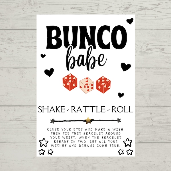 Bunco Wish Bracelet, Bunco Gift, Bunco Babe Wish Bracelet, Card Wish Bracelet, Bunco Night Gift, Bunco Party Favor