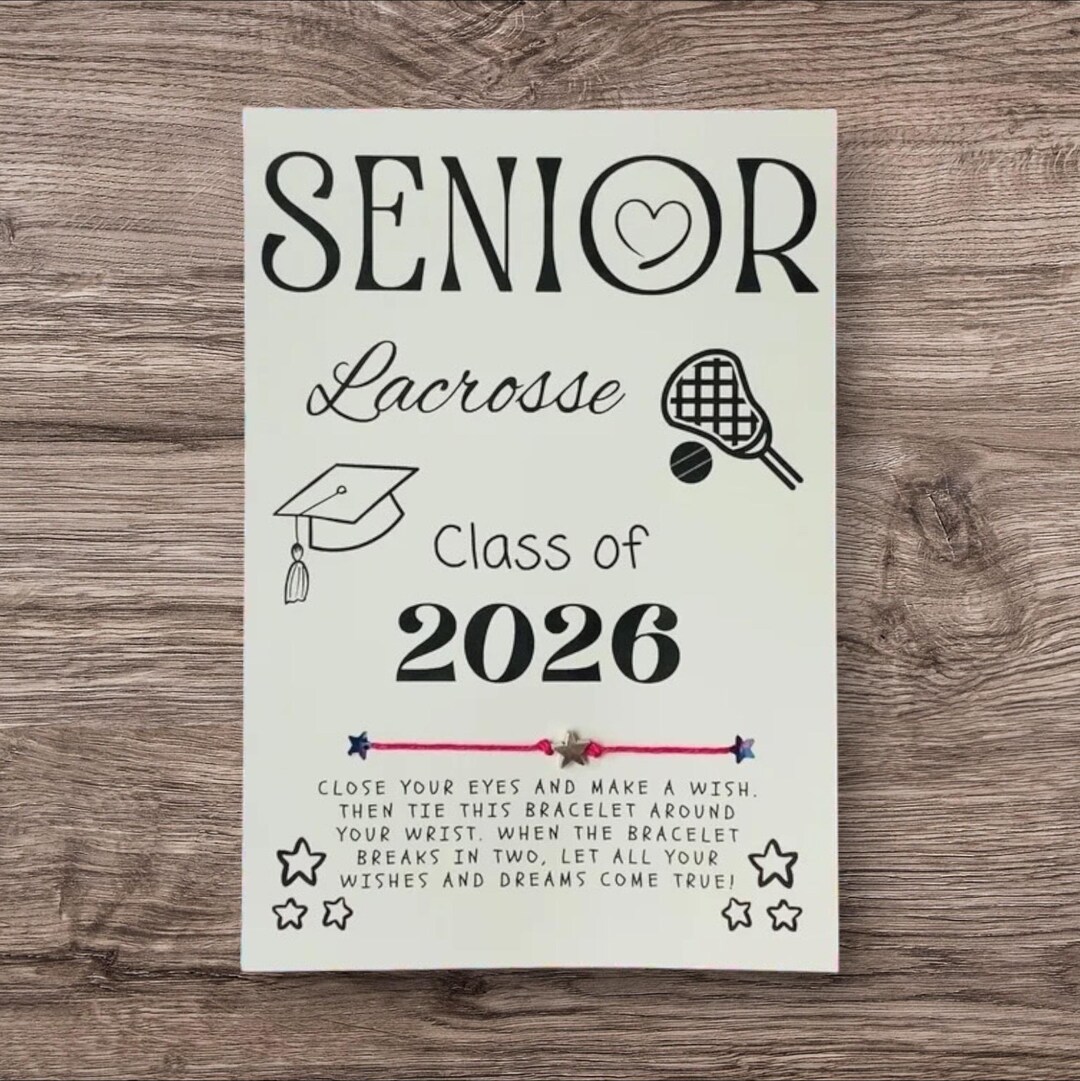 SENIOR Lacrosse, Class of 2026 Wish Bracelet, Grad Party Favor ...