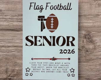 Flag Football, Senior 2027, Tarjeta Pulsera de Deseos, Flag Football Senior, Regalo para Senior, Regalo de Flag Football, Regalo para Senior 2027