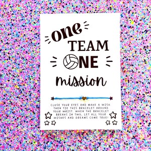 Volleyball One Team One Mission, Volleyball Wish Bracelet, Gift For Her, Volleyball Gift, Volleyball Player, Volleyball Card