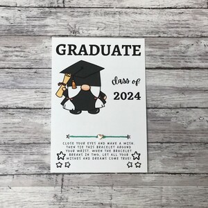Graduate Class of 2024 Gnomie Girl Gnome Wish Bracelet Graduation Card ...