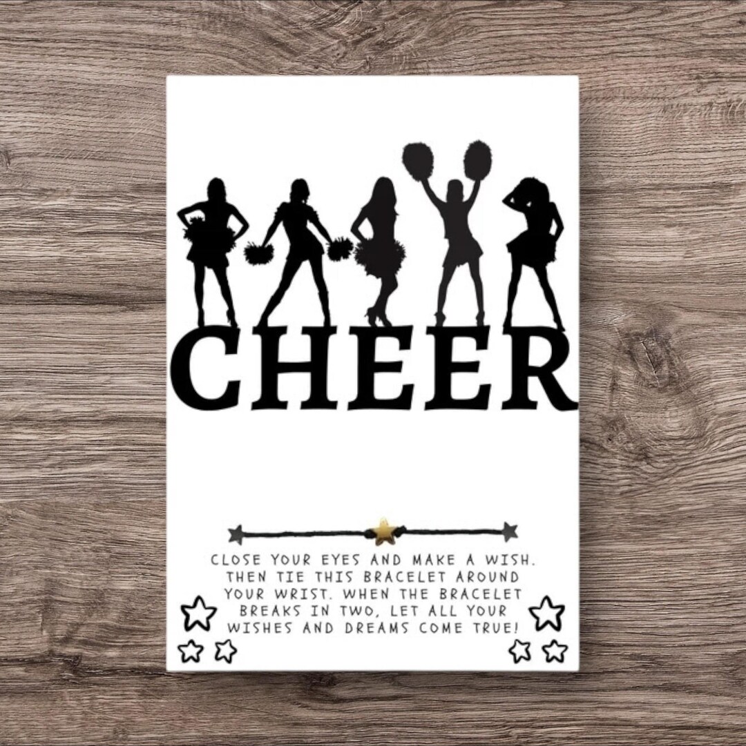 Red Cheer Card Cheer Card, Wish Bracelet, Cheerleader Gifts, Cheerleading Gifts, Cheer ...