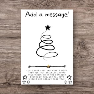 Personalized Tree Card, Stocking Stuffer, Christmas Wish Bracelet, Employee Christmas Card, Holiday Card, Christmas Wish, Christmas Party