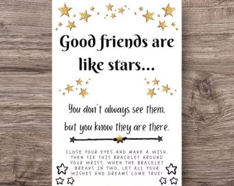 Friendship Gift, Good Friends Are Like Stars, National Friends Day, Friends Gift, Gift For Friend, Gift For Her, Wish Bracelet, Gift For Kid