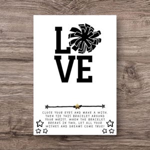 Stacked LOVE Pom Pom Cheer/Dance/Pom Wish Bracelet, Team Gift, Senior Night Gift, End of Season Gift, Birthday Party Favor, Personalize