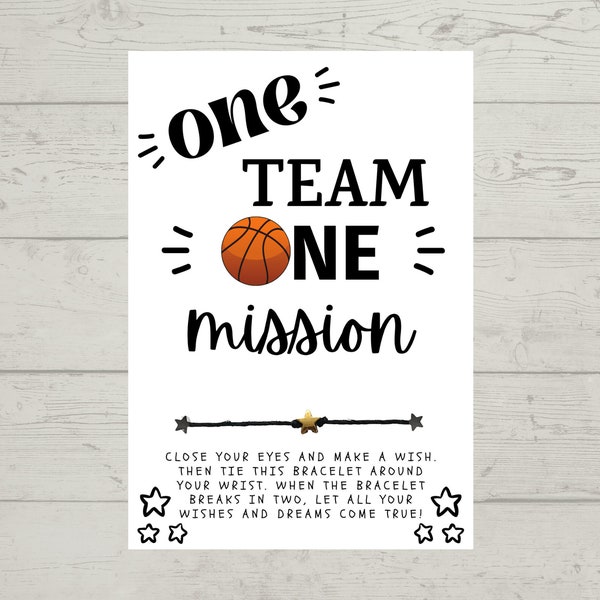 Basketball One Team One Mission Wish Bracelet, End of Season Gift, Game Day Wish, Celebration Sports Teams Teammate, Basketball Party Favor