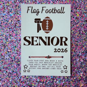 Flag Football SENIOR 2025 Wish Bracelet Grad Party Favor, Graduate, Celebration Sports Team Teammate, Senior Night or Graduation Gift